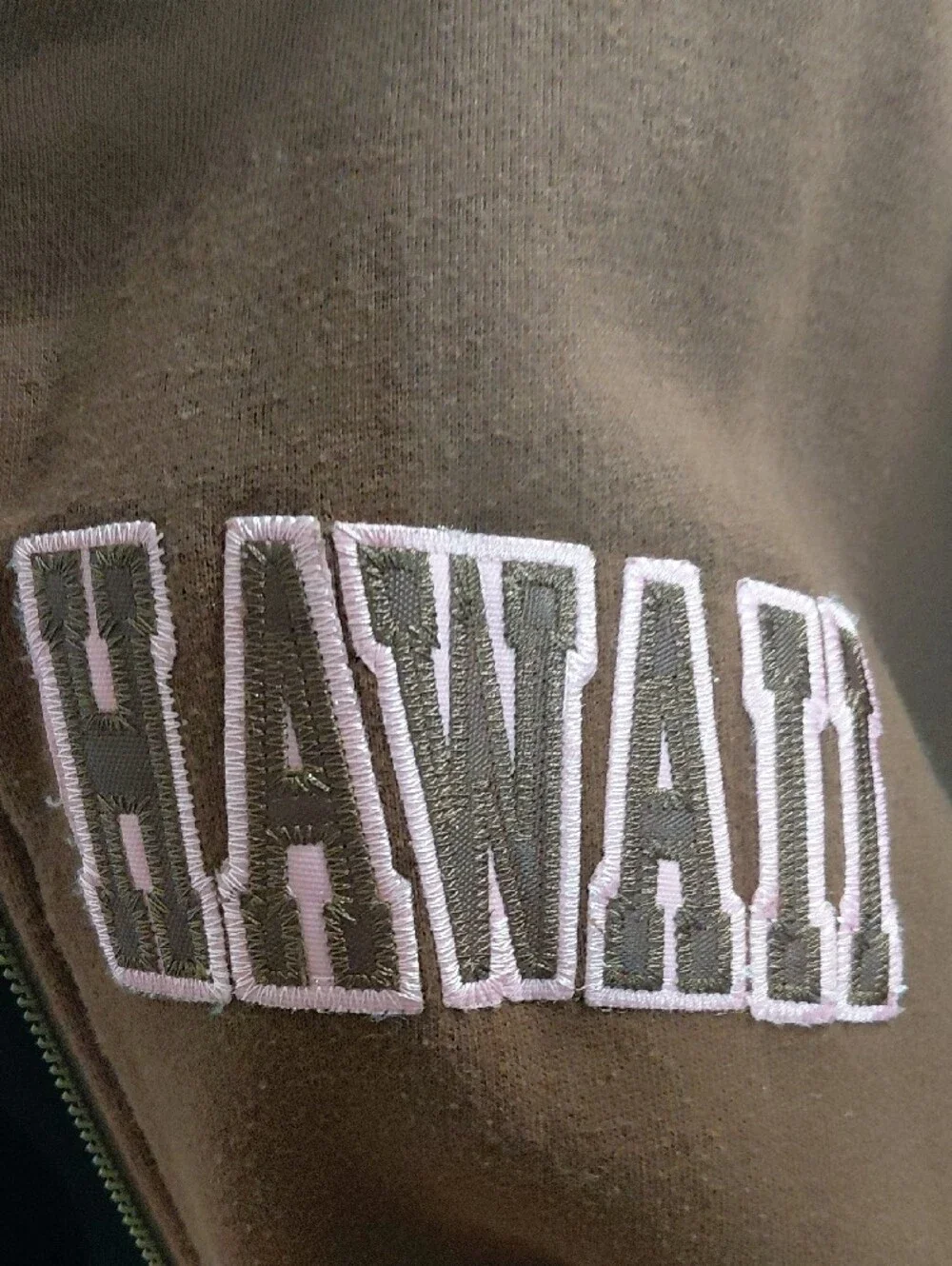 Maui Hawaii Brown Utility Zip-Up Jacket with Pink Lettering